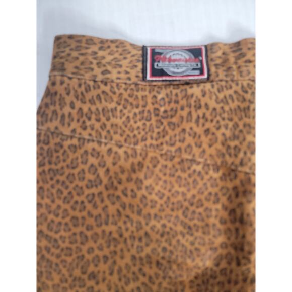 Milwaukee Leopard Print 100% Leather Pants Women Size 8 Straight Leg High Rise - Picture 12 of 12